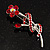 Red Crystal Daisy Brooch (Silver Tone) - view 2