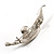 Silver Tone Imitation Pearl Leaf Brooch - view 8