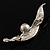 Silver Tone Imitation Pearl Leaf Brooch - view 7