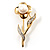 Gold Tone Faux Pearl Daisy Brooch - view 3