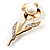 Gold Tone Faux Pearl Daisy Brooch - view 2