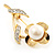 Gold Tone Faux Pearl Daisy Brooch - view 4