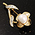 Gold Tone Faux Pearl Daisy Brooch - view 5