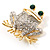 Lucky Frog With Emerald-Green Crystal Eyes Brooch (Silver&Gold Tone) - view 4