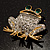 Lucky Frog With Emerald-Green Crystal Eyes Brooch (Silver&Gold Tone) - view 7