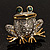 Lucky Frog With Emerald-Green Crystal Eyes Brooch (Silver&Gold Tone) - view 2