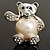 Imitation Pearl Teddy Bear Brooch (Silver Tone) - view 8