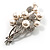 Faux Pearl Floral Brooch (Silver & White) - view 2