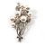 Faux Pearl Floral Brooch (Silver & White)