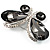 Statement Oversized Ash Grey Crystal Butterfly Brooch (Silver Tone) - view 3