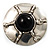 Round Stainless Steel Brooch with Black Onyx Stone