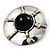 Round Stainless Steel Brooch with Black Onyx Stone - view 3