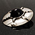 Round Stainless Steel Brooch with Black Onyx Stone - view 6