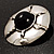 Round Stainless Steel Brooch with Black Onyx Stone - view 4