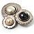 Three Rounds with Black, Light Cream and White Stones Brooch - view 3