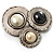 Three Rounds with Black, Light Cream and White Stones Brooch