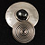 Round Black Onyx Brooch with Circular Stainless Steel Vortex - view 2
