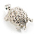Small Crystal Turtle Brooch (Silver Tone) - view 2