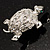 Small Crystal Turtle Brooch (Silver Tone) - view 4