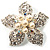 Bridal Imitation Pearl Crystal Flower Brooch (Silver Tone) - view 2