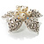 Bridal Imitation Pearl Crystal Flower Brooch (Silver Tone) - view 4