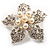 Bridal Imitation Pearl Crystal Flower Brooch (Silver Tone) - view 8