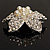 Bridal Imitation Pearl Crystal Flower Brooch (Silver Tone) - view 11