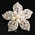 Bridal Imitation Pearl Crystal Flower Brooch (Silver Tone) - view 9
