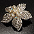 Bridal Imitation Pearl Crystal Flower Brooch (Silver Tone) - view 6