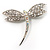 Classic Clear/ AB Crystal Dragonfly Brooch in Silver Tone - 65mm
