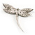 Classic Clear/ AB Crystal Dragonfly Brooch in Silver Tone - 65mm - view 5