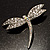 Classic Clear/ AB Crystal Dragonfly Brooch in Silver Tone - 65mm - view 2