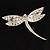 Classic Clear/ AB Crystal Dragonfly Brooch in Silver Tone - 65mm - view 6