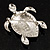 Large Enamel Crystal Turtle Brooch (Silver Tone) - view 3