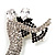 'Dancing Couple' Crystal Brooch (Clear&Black) - view 2