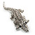Small Crystal Crocodile Brooch (Silver Tone) - view 3