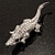 Small Crystal Crocodile Brooch (Silver Tone) - view 2