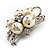 Small Bridal Faux Pearl Floral Brooch (Silver Tone) - view 3