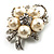 Small Bridal Faux Pearl Floral Brooch (Silver Tone) - view 4