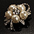 Small Bridal Faux Pearl Floral Brooch (Silver Tone) - view 6