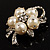 Small Bridal Faux Pearl Floral Brooch (Silver Tone) - view 2