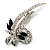 Abstract Floral Crystal Brooch (Silver Tone) - view 3