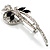 Abstract Floral Crystal Brooch (Silver Tone) - view 6