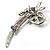 Abstract Floral Crystal Brooch (Silver Tone) - view 4