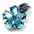 Tiny Light Blue CZ Flower Pin Brooch - view 3