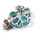 Tiny Light Blue CZ Flower Pin Brooch - view 5