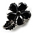 Tiny Jet Black CZ Flower Pin Brooch - view 3
