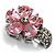 Tiny Pink CZ Flower Pin Brooch - view 3
