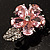 Tiny Pink CZ Flower Pin Brooch - view 2