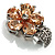 Tiny Champagne CZ Flower Pin Brooch - view 4